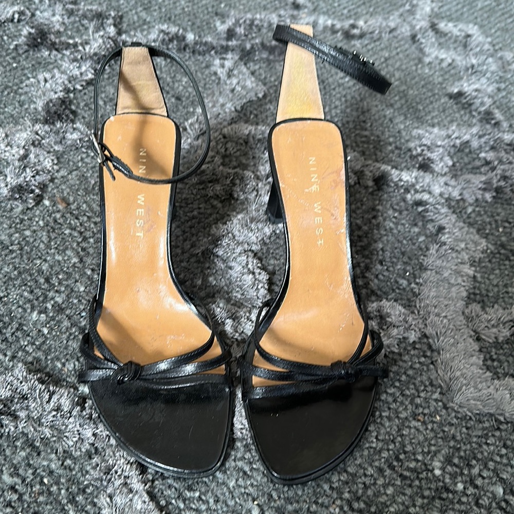 Black Leather Strap Sandals